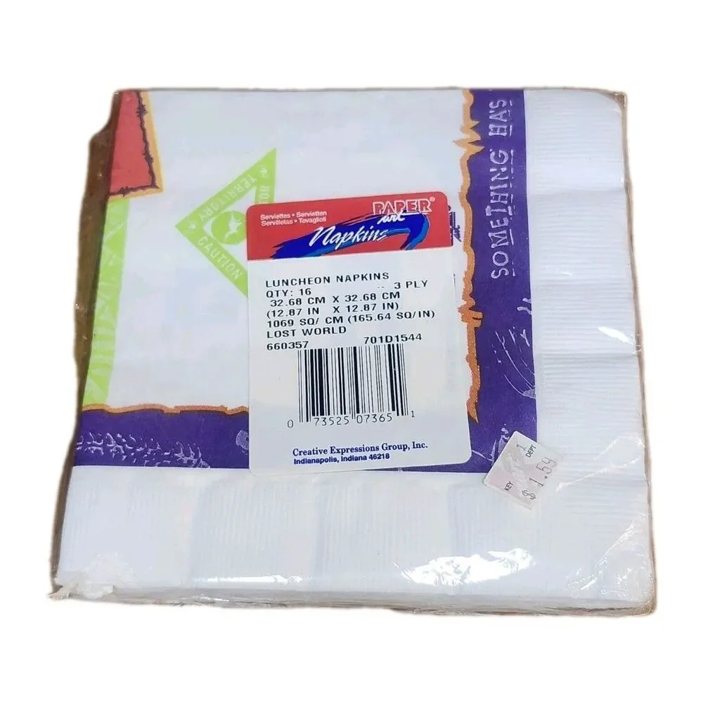 Vintage Jurassic Park Lost World Paper Napkins Dinosaur New T-Rex  NEW OLD STOCK